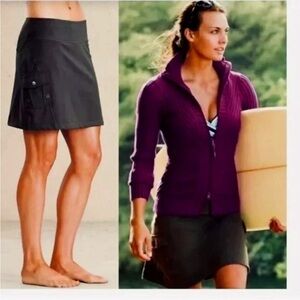 Athleta Oasis Cargo Skort Pull-On Activewear Skirt Black Sz S